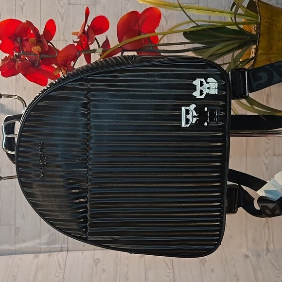 Stunning Karl Lagerfeld Black Backpack with Character Accents NWT - Picture 2 of 11